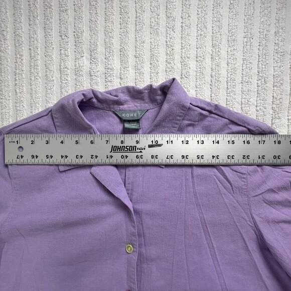 Vintage Koret Hand Printed Button Down Blouse and Pants Set Size Large Purple - Picture 6 of 16